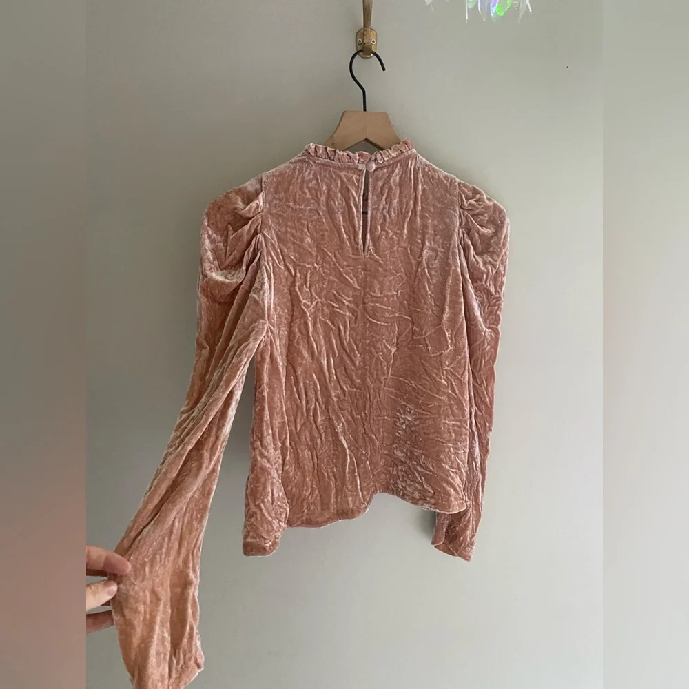 Ulla Johnson Pink Velvet Long Sleeve Victorian‎ Romantic Blouse Size 0